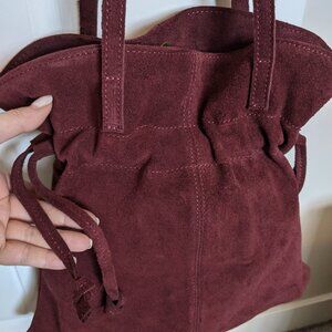 Genuine Italian Suede Leather Hobo Style Handbag
